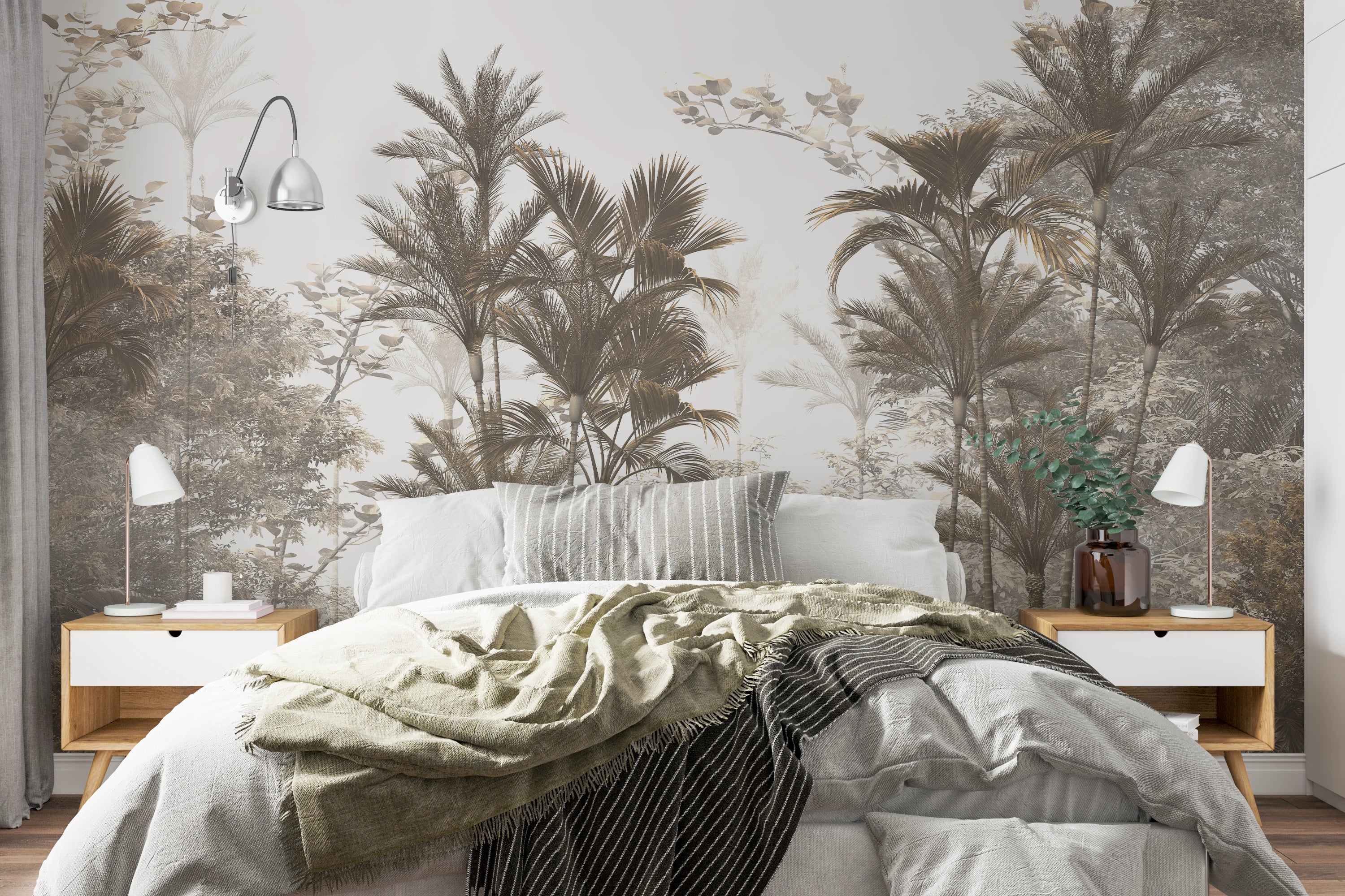 Custom-made wallpaper with tropical forest design