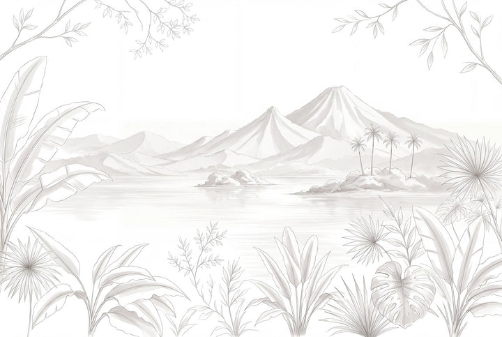 Fresque murale panoramique avec végétation tropicale pour agrandir une pièce