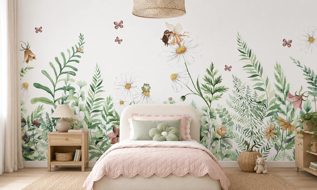 Papier peint sur mesure Jardin des Fées et Marguerites