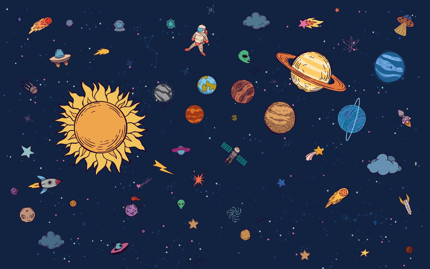 Papier peint système solaire chambre enfant