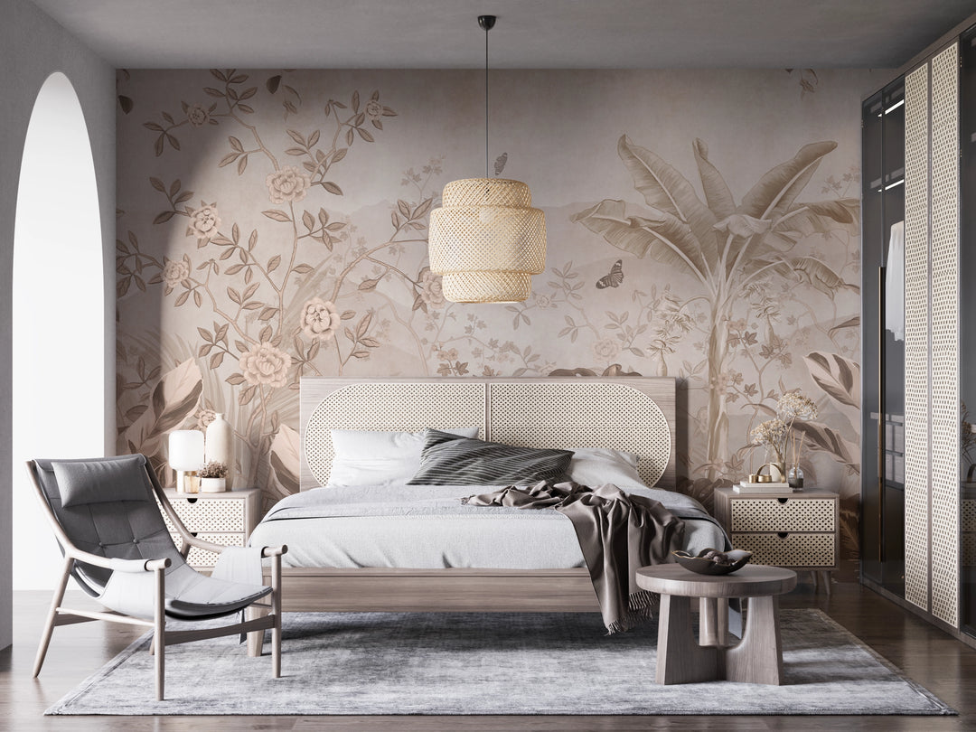 Papier Peint Tendance Jardin Tropical Sépia