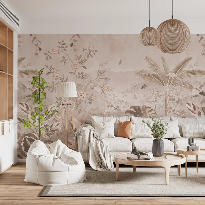 Papier Peint Tendance Jardin Tropical Sépia