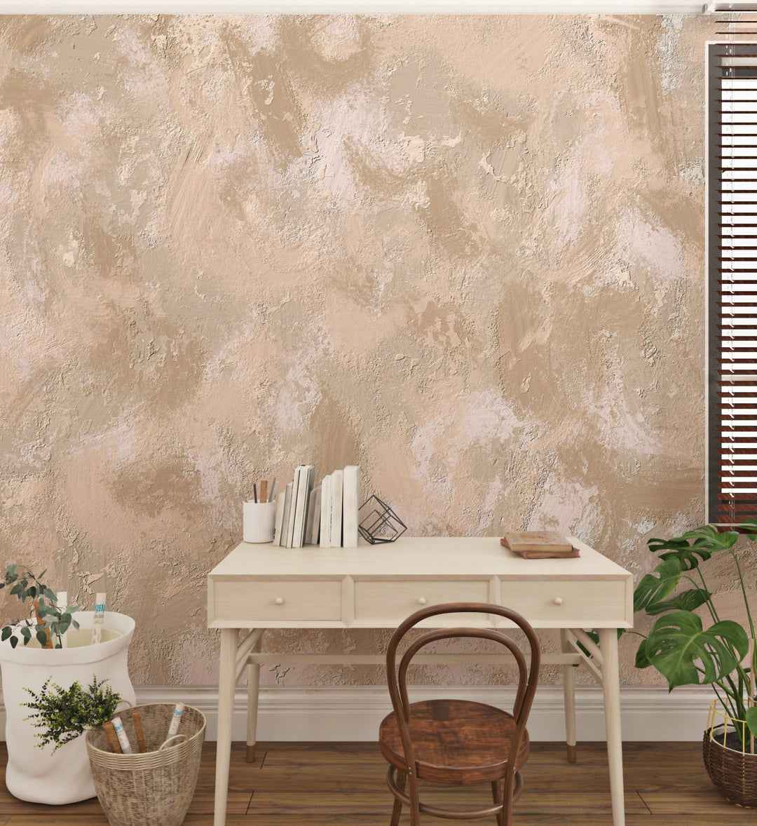 Papier Peint Texture Peinture à l'Huile Rose Pastel - Kam & Leon