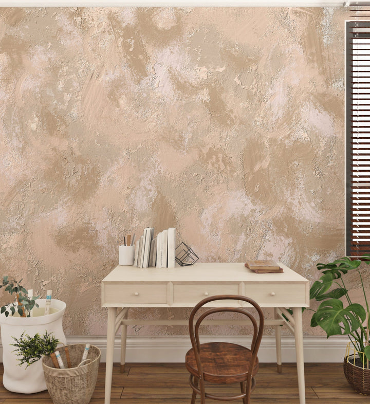 Papier Peint Texture Peinture à l'Huile Rose Pastel - Kam & Leon