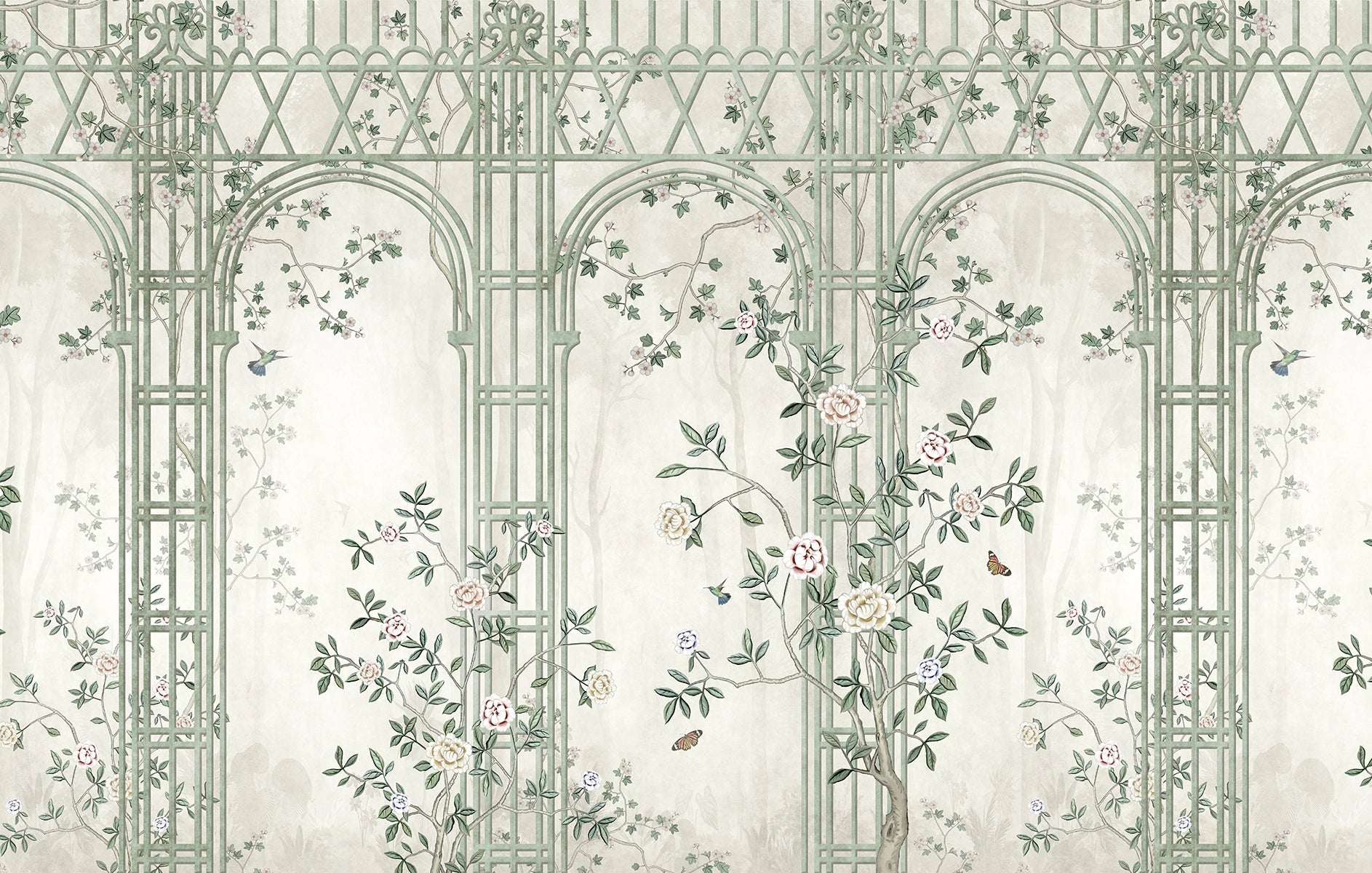 Panorama -Tapeten -Gitter in Blumen