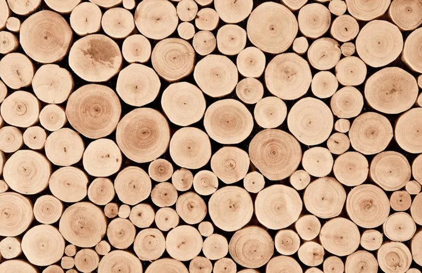 Papier peint trompe-l'œil parement rondins de bois