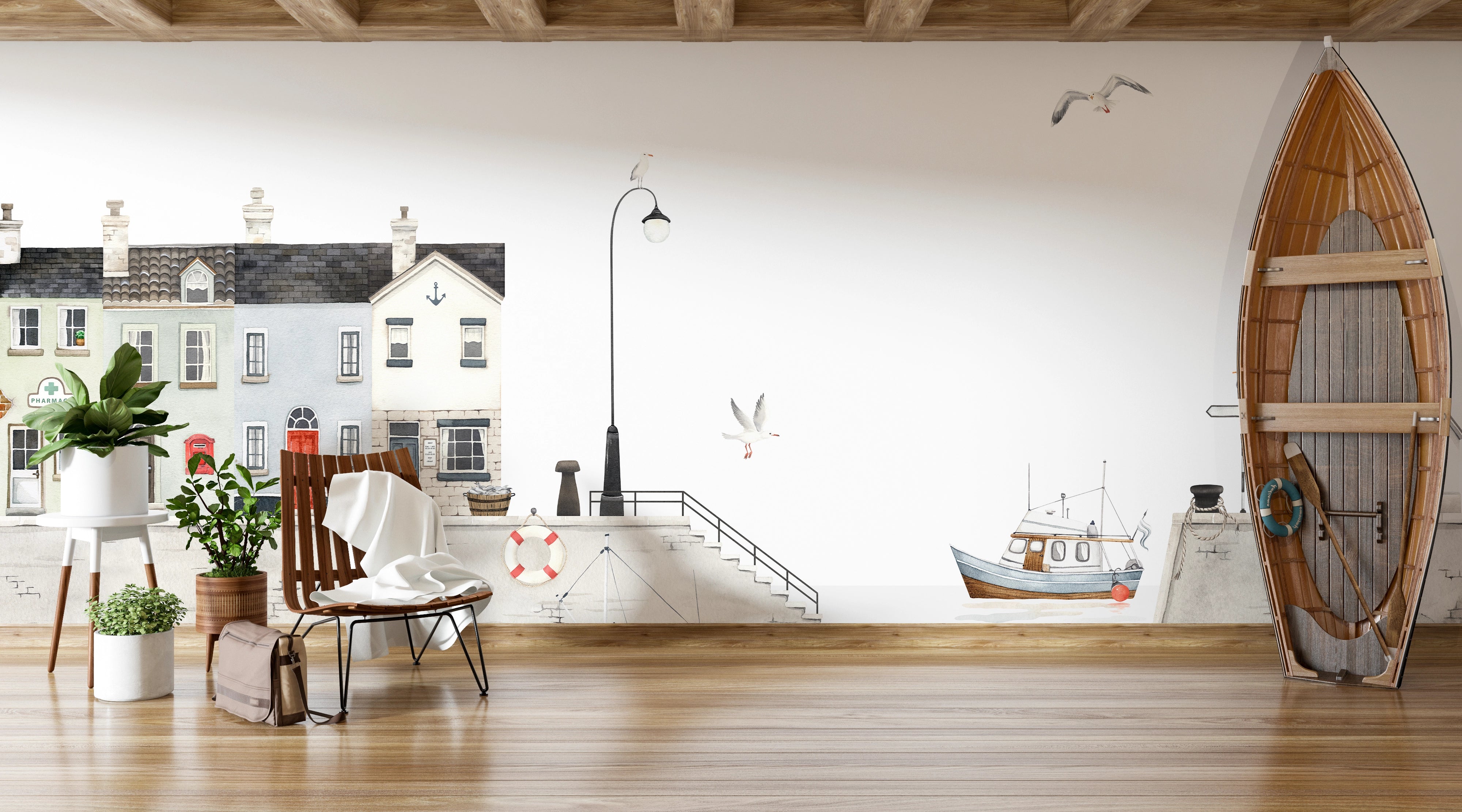 Papier peint panoramique Village Côtier