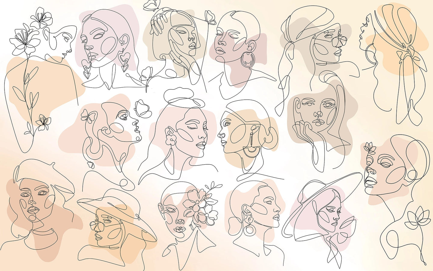 Papier peint visages féminins - Kam et Léon