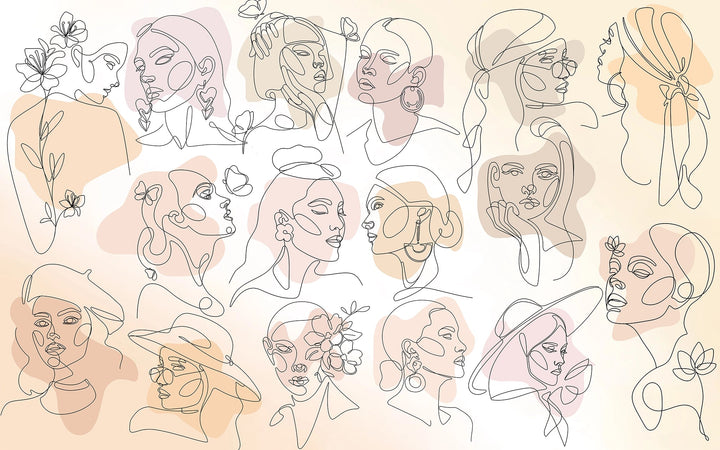 Papier peint visages féminins - Kam et Léon