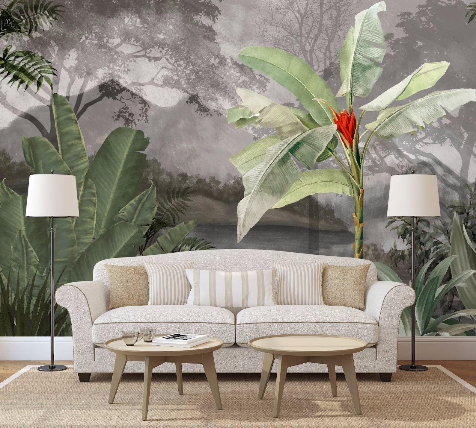 Papier peint panoramique bananier tropical livraison offerte - Kam & Leon