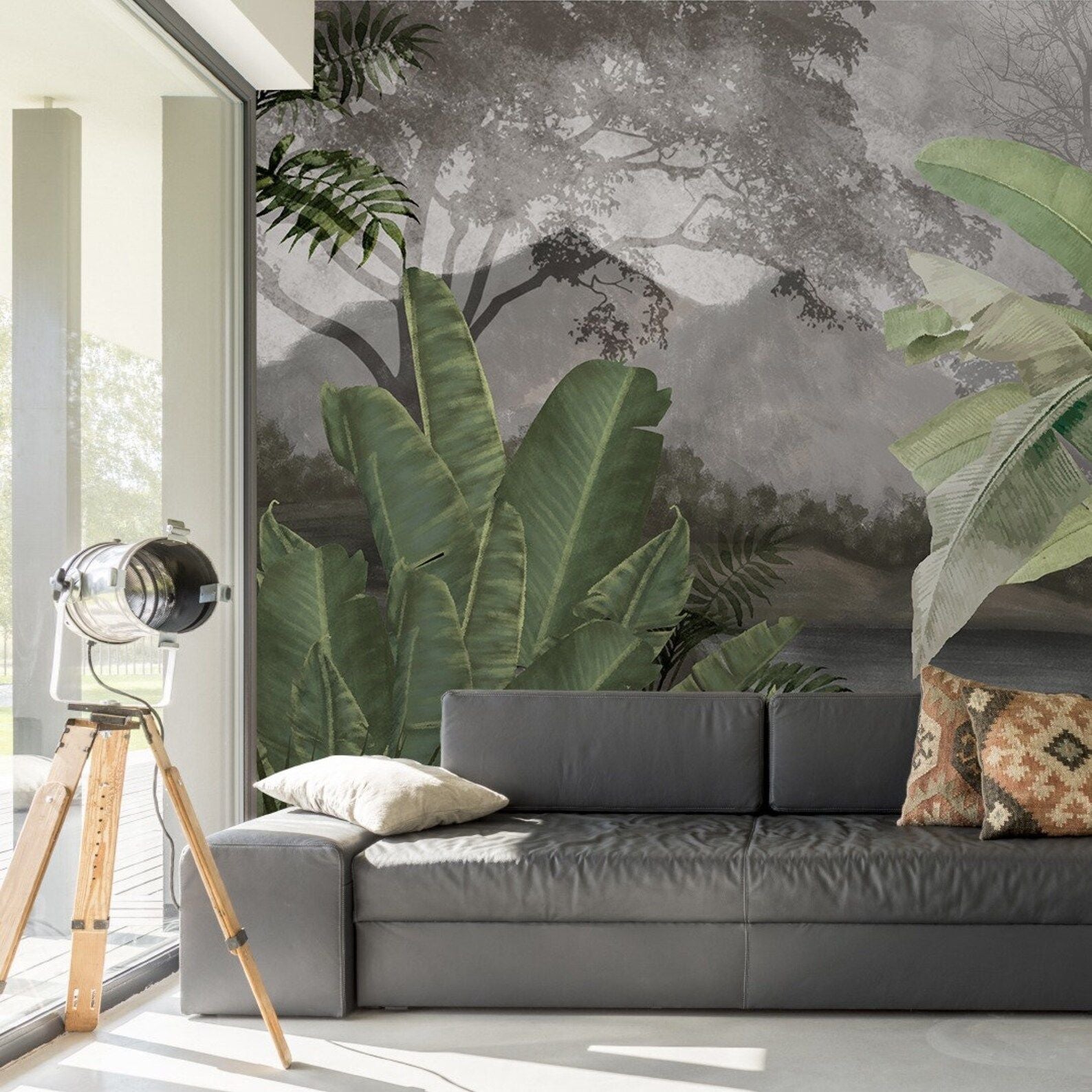 Papier peint panoramique bananier tropical livraison offerte - Kam & Leon