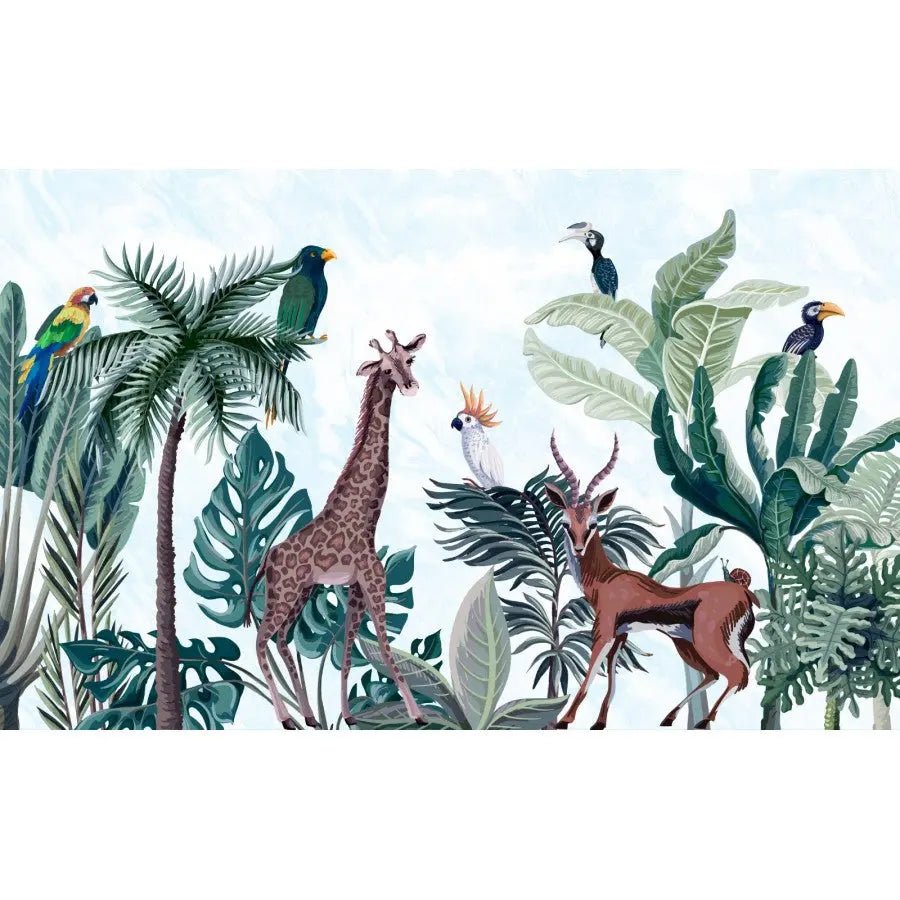 Fresque murale animaux dans la jungle