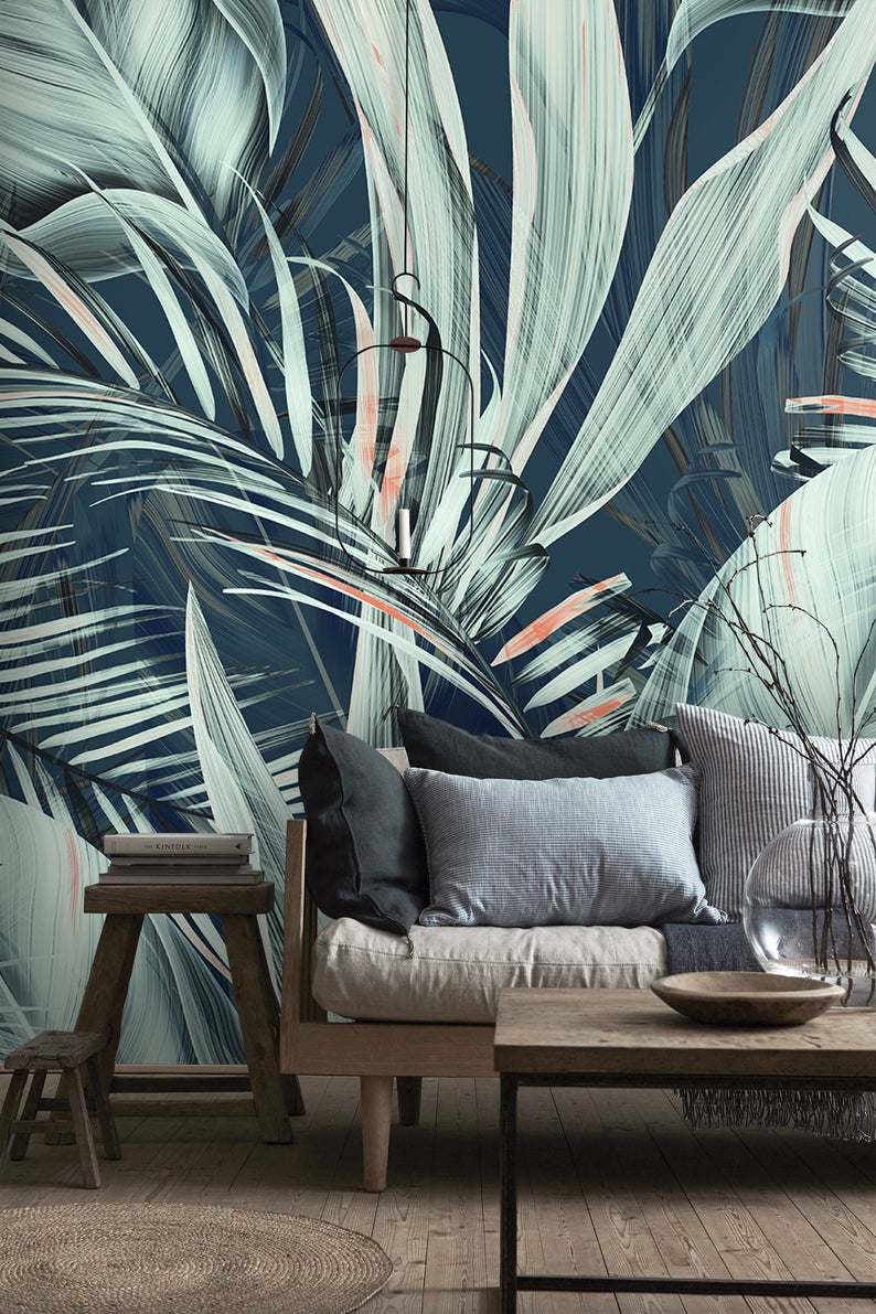 Papier peint panoramique feuilles tropicales livraison offerte - Kam & Leon
