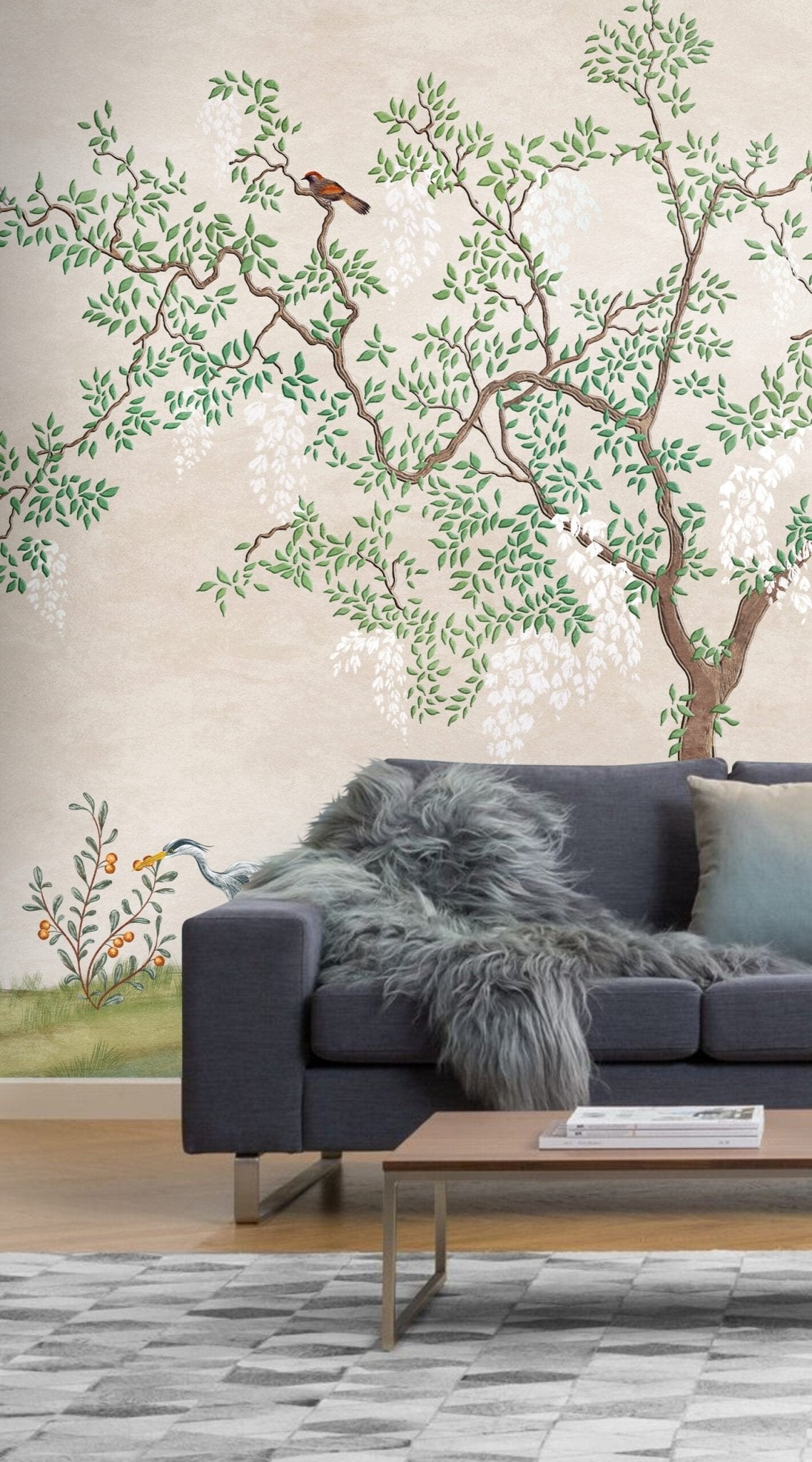 Papier peint panoramique arbre fleuri livraison offerte - Kam & Leon