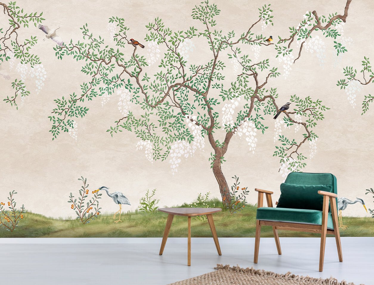 Papier peint panoramique arbre fleuri livraison offerte - Kam & Leon