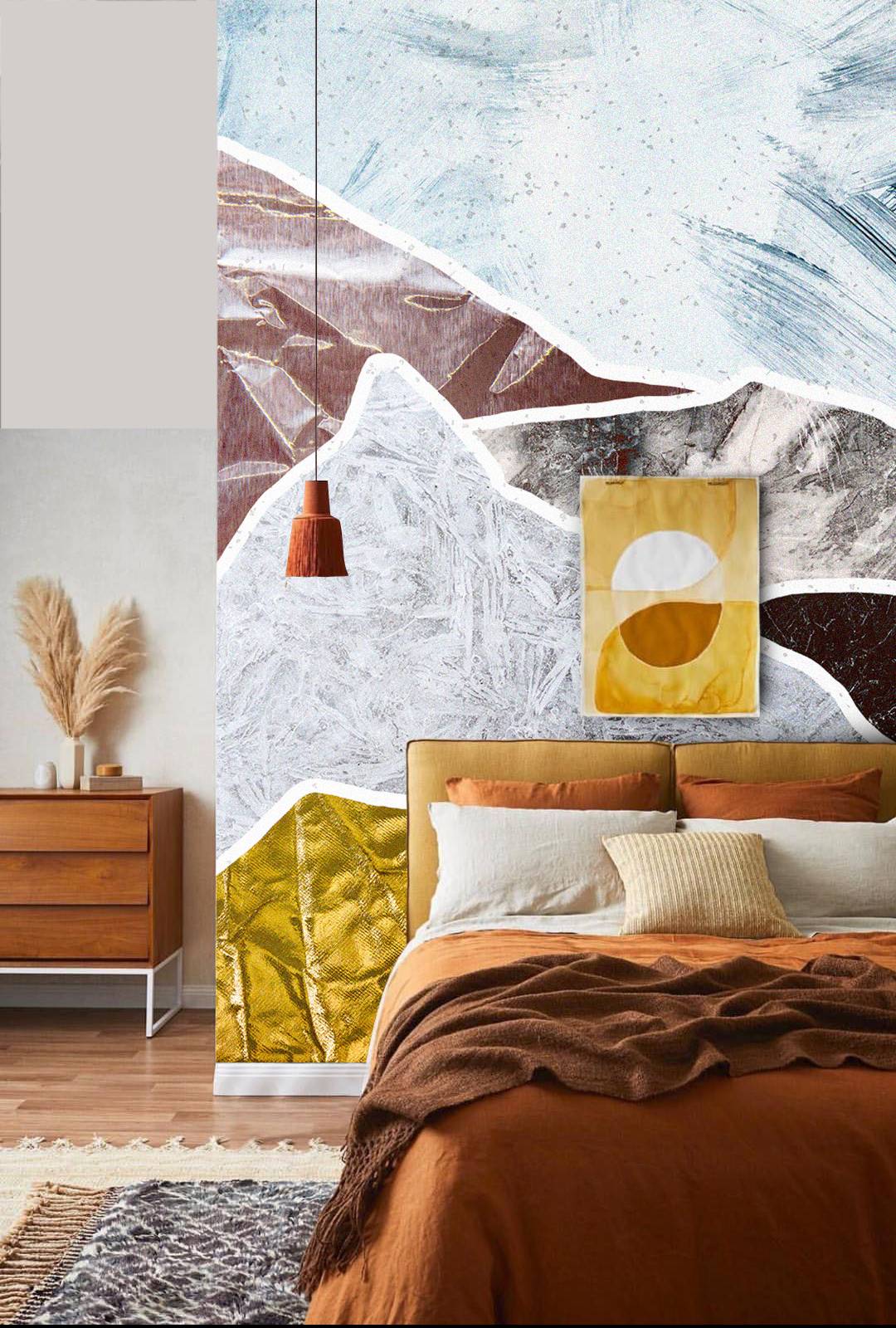 Fresque murale panoramique montagne colorée livraison offerte - Kam & Leon