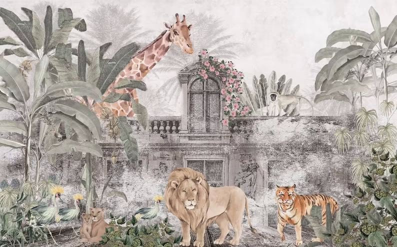 Fresque murale panoramique temple de la jungle livraison offerte - Kam & Leon