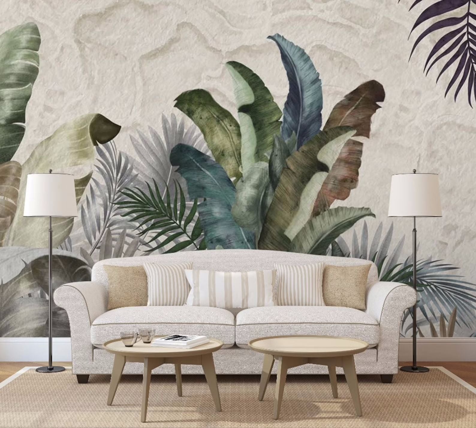 Fresque murale panoramique arbres tropicaux livraison offerte - Kam & Leon