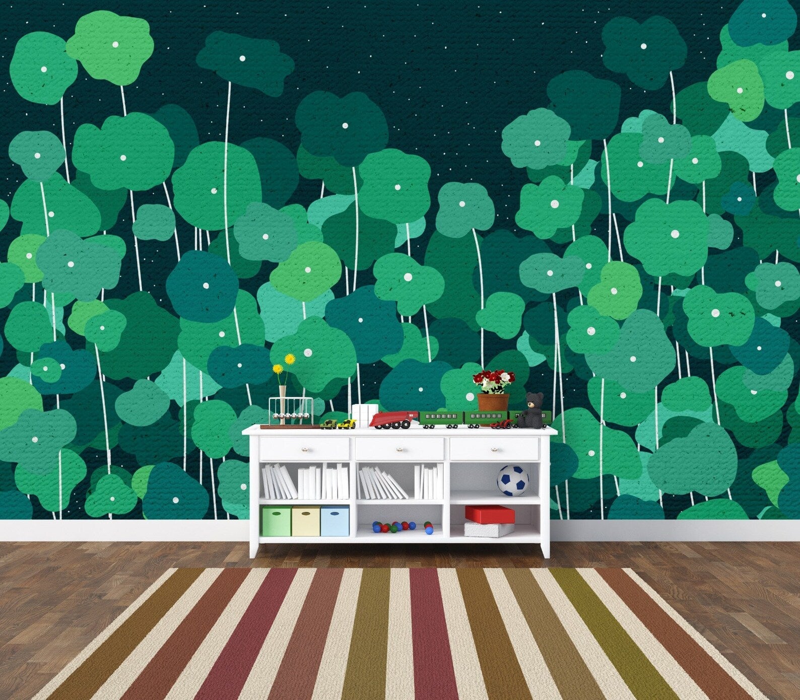 Fresque murale peinture forêt claire de lune livraison offerte - Kam & Leon