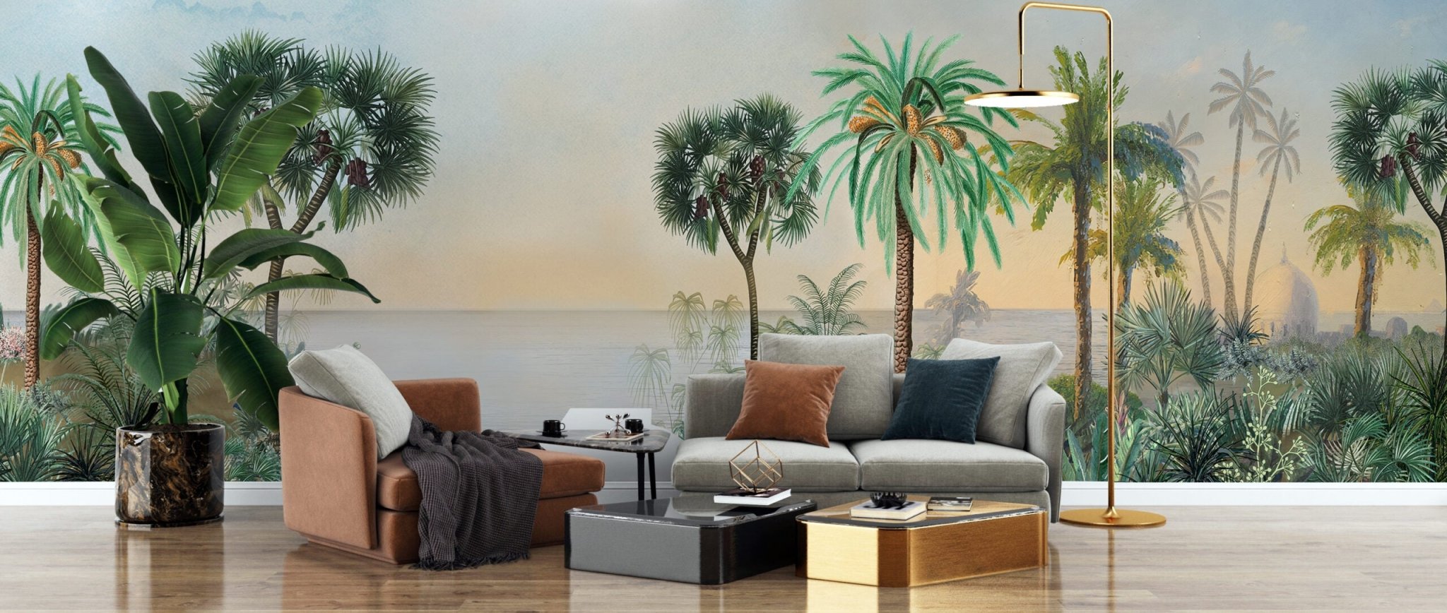 Papier peint panoramique plage tropicale livraison offerte - Kam & Leon