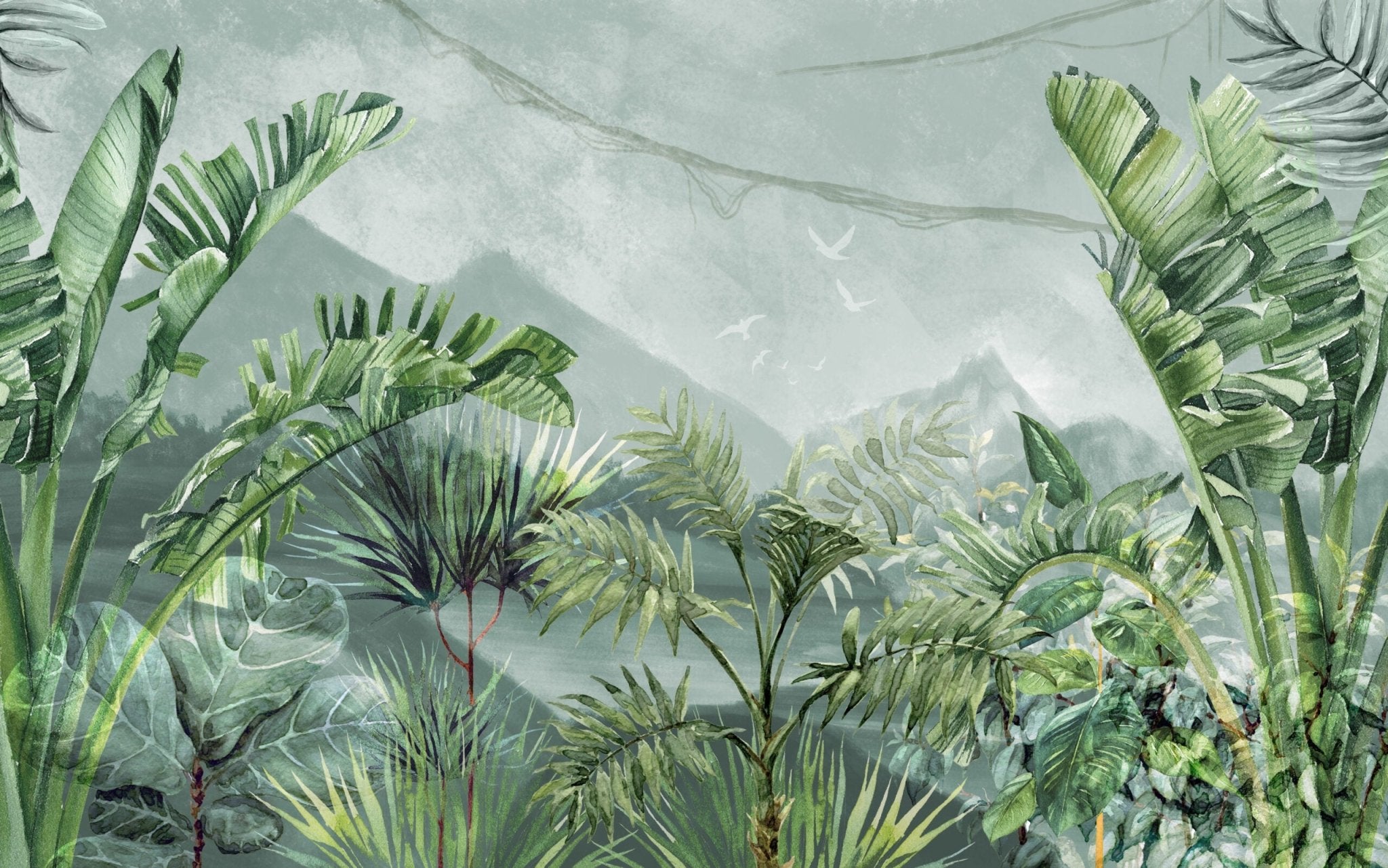 Papier peint panoramique plantes tropicales livraison offerte - Kam & Leon
