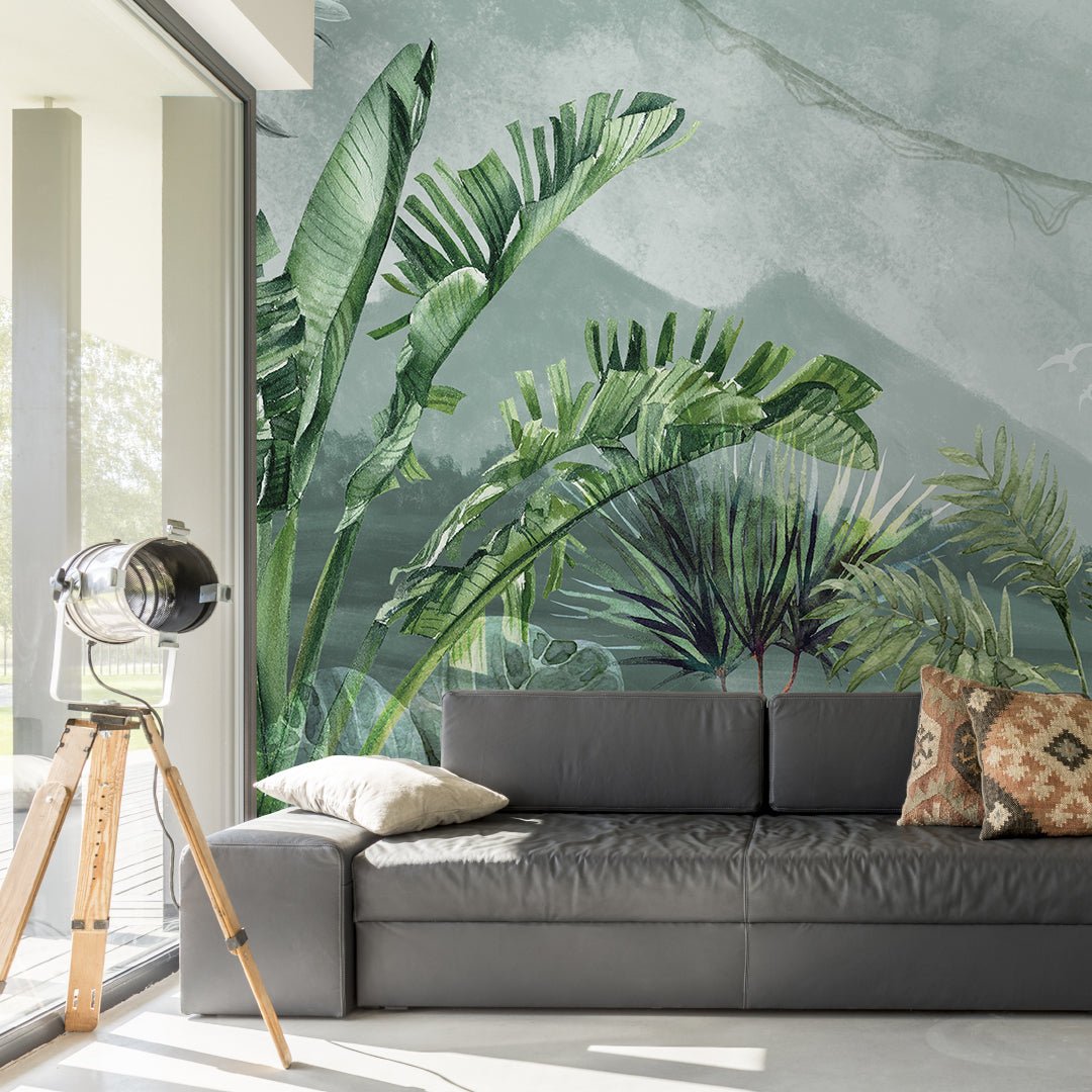 Papier peint panoramique plantes tropicales livraison offerte - Kam & Leon