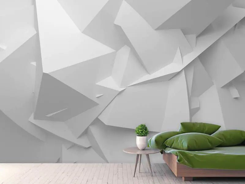 Papier peint 3D abstrait blanc Kam & Leon