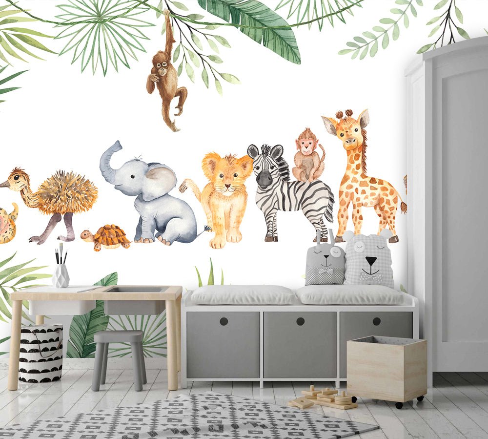 Papier peint animaux de la jungle chambre enfant livraison offerte - Kam & Leon