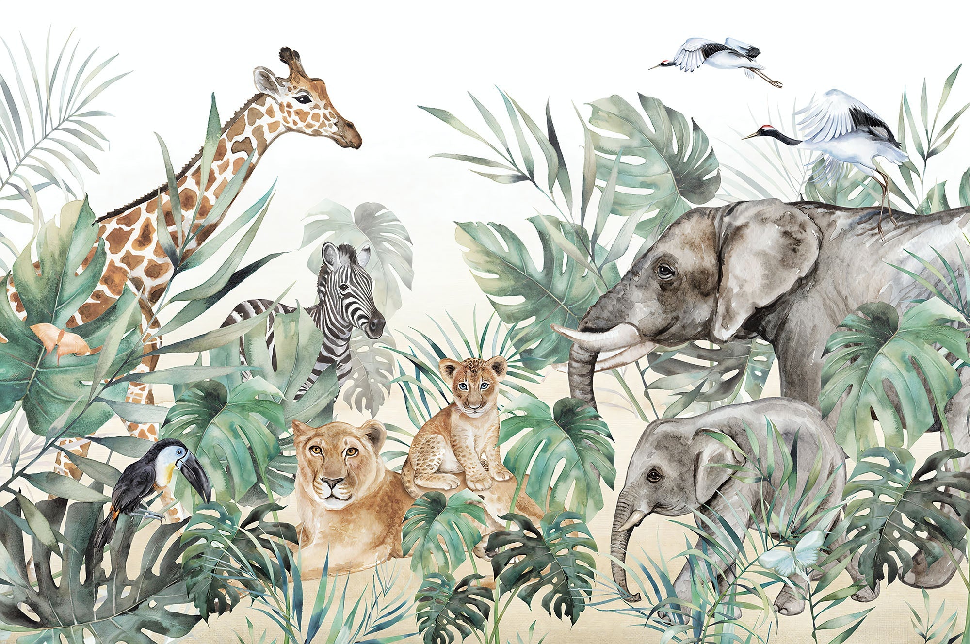Papier peint panoramique animaux de la savavane livraison offerte - Kam & Leon