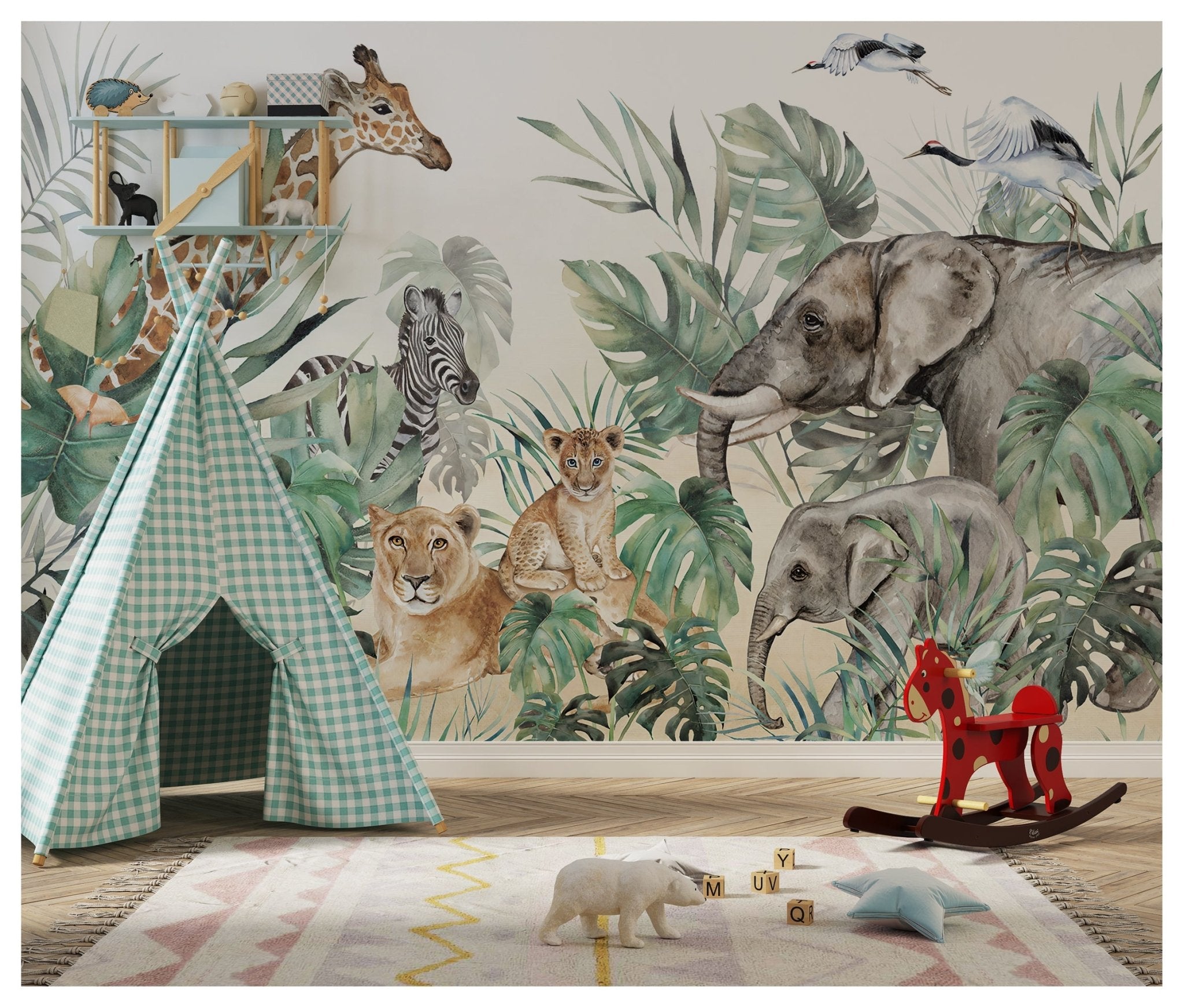 Papier peint panoramique animaux de la savavane livraison offerte - Kam & Leon