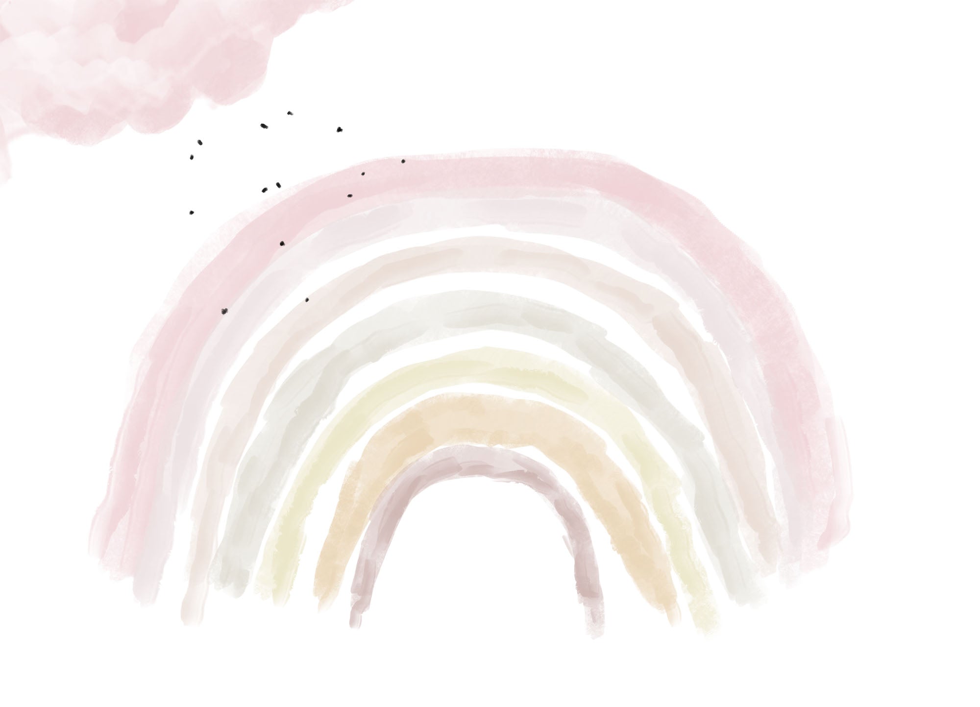 Papier peint arc-en-ciel rose pour enfant - Kam & Leon