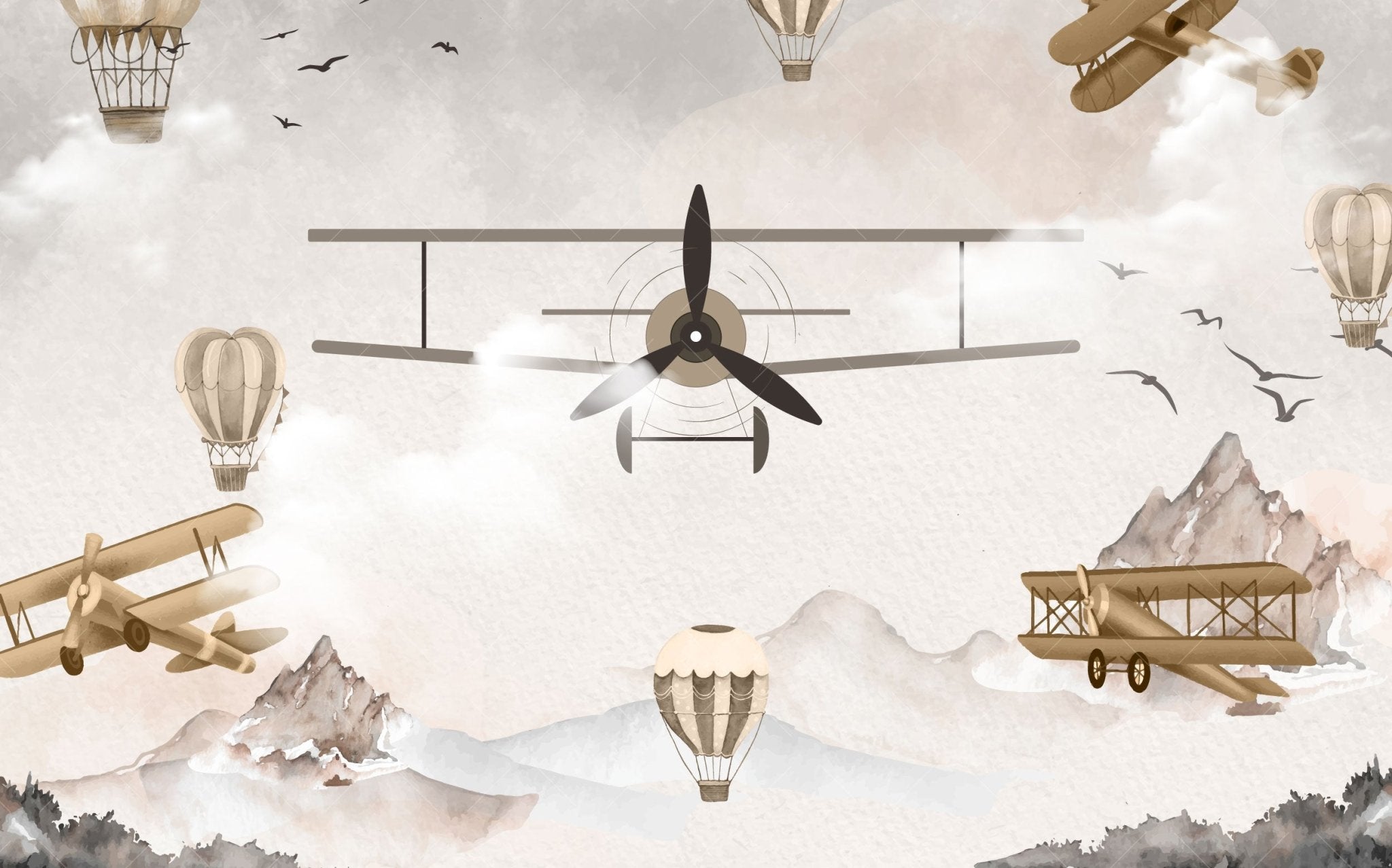 Papier peint avions dans les airs - Kam & Leon
