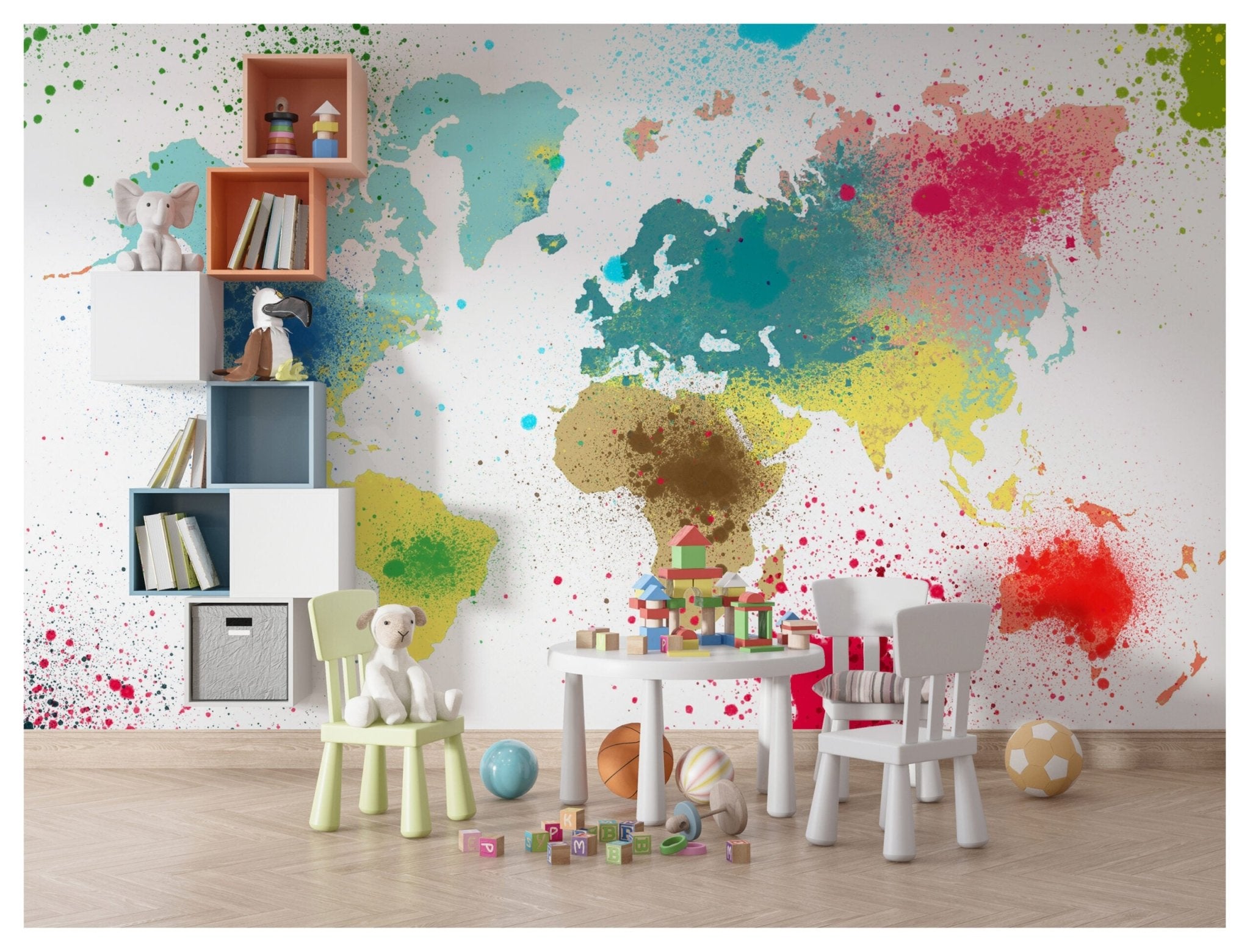 Papier peint carte du monde colorée - Kam & Leon