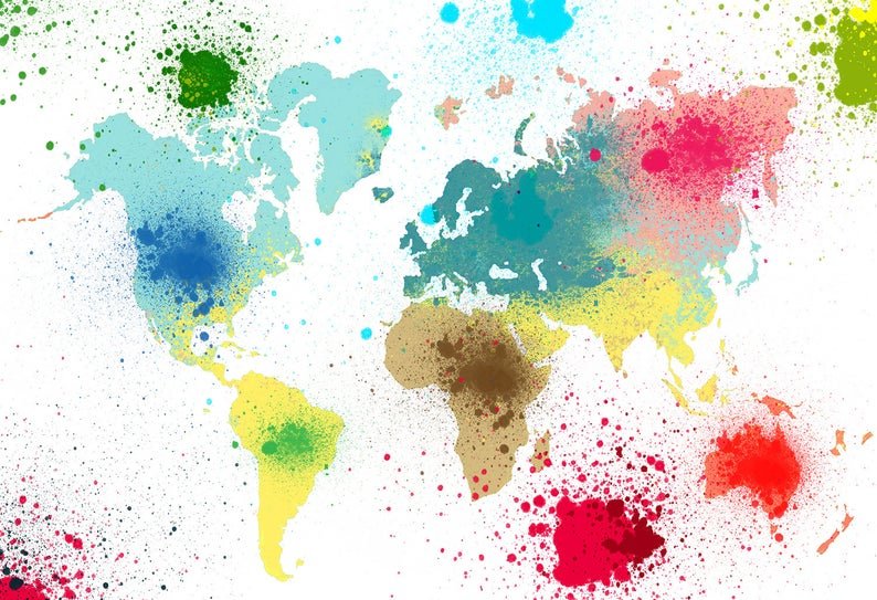 Papier peint carte du monde colorée - Kam & Leon