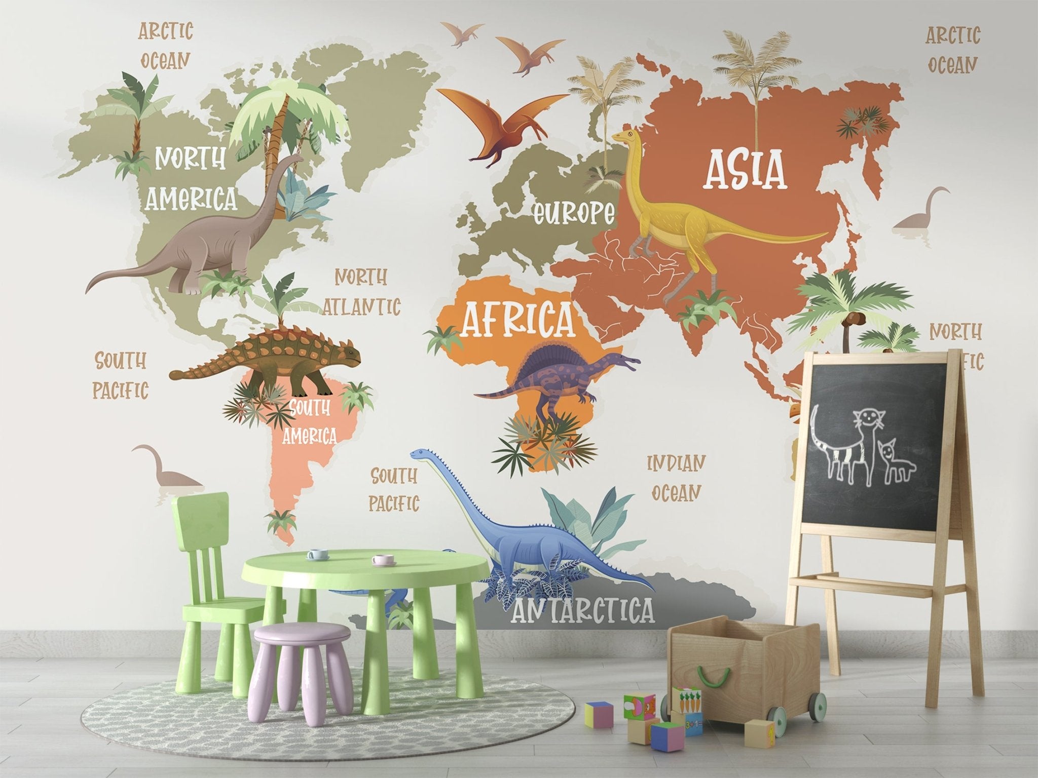 Papier peint carte du monde pour chambre d'enfant - Kam & Leon