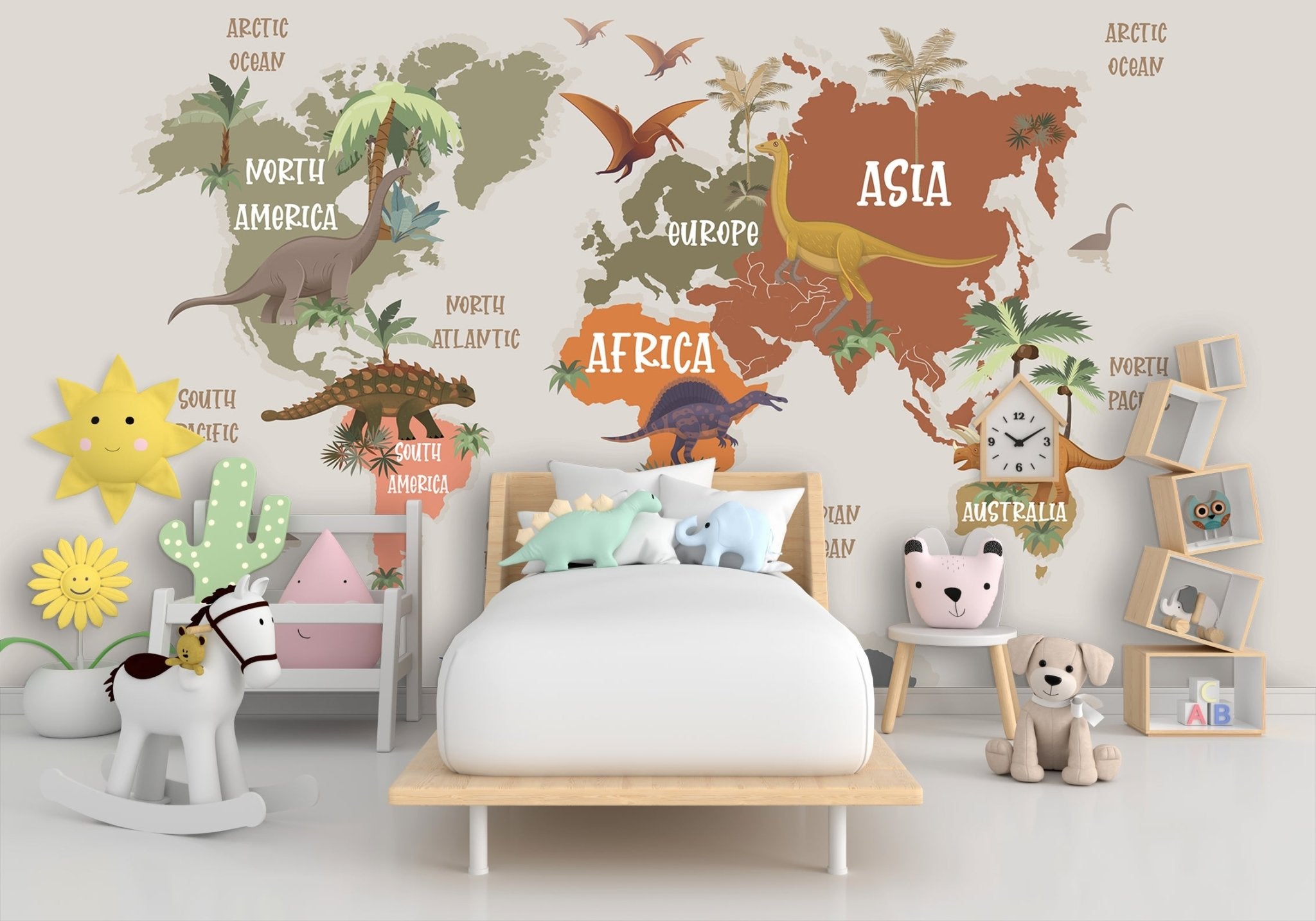 Papier peint carte du monde pour chambre d'enfant - Kam & Leon