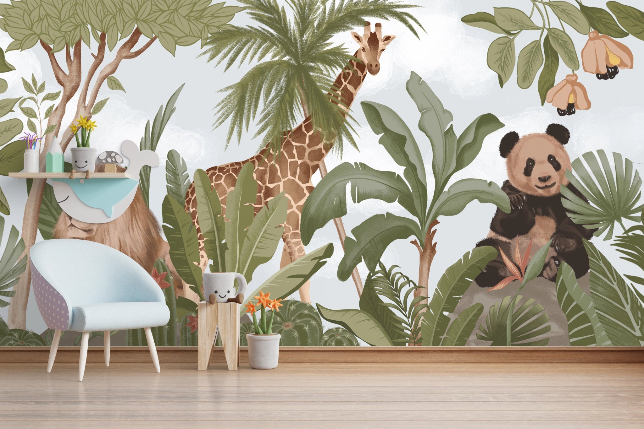 Papier peint chambre enfant Panda et Cie - Kam & Leon