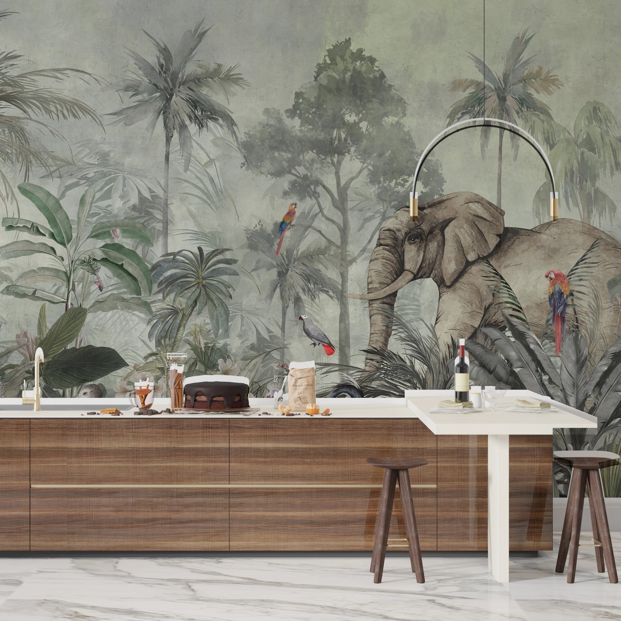 Papier peint Éléphant dans la Jungle - Kam & Leon
