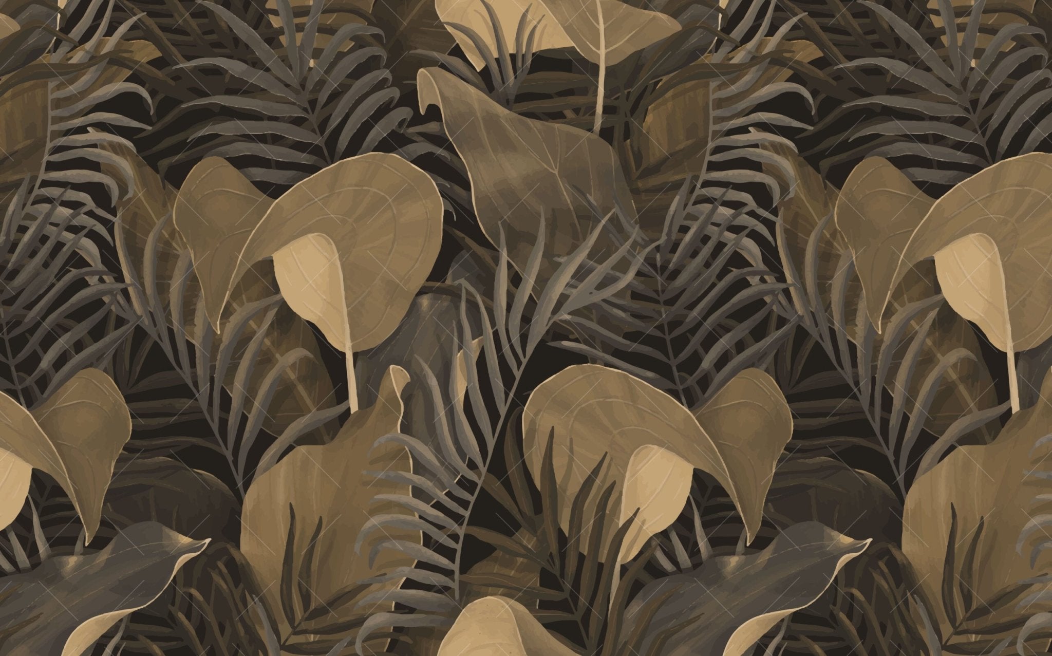 Papier peint feuille tropicale sépia - Kam & Leon
