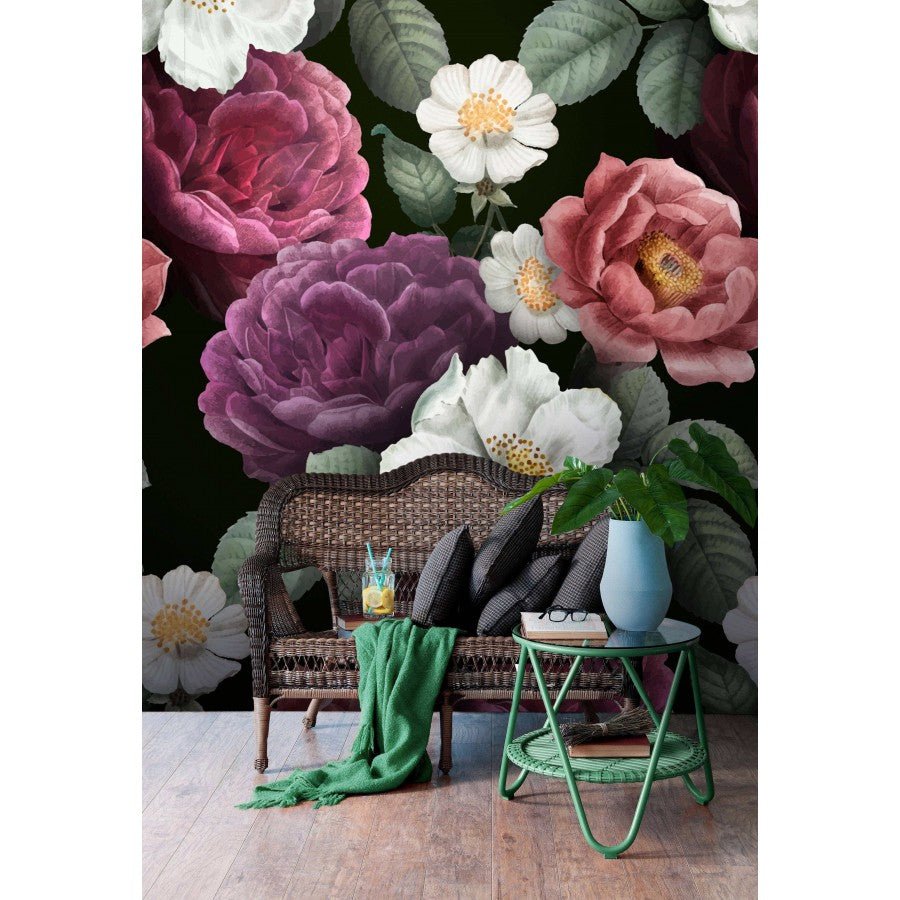Papier peint fleurs colorées vintage - Kam & Leon