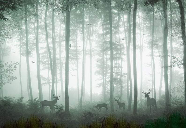 Papier peint la forêt des cerfs - Kam & Leon
