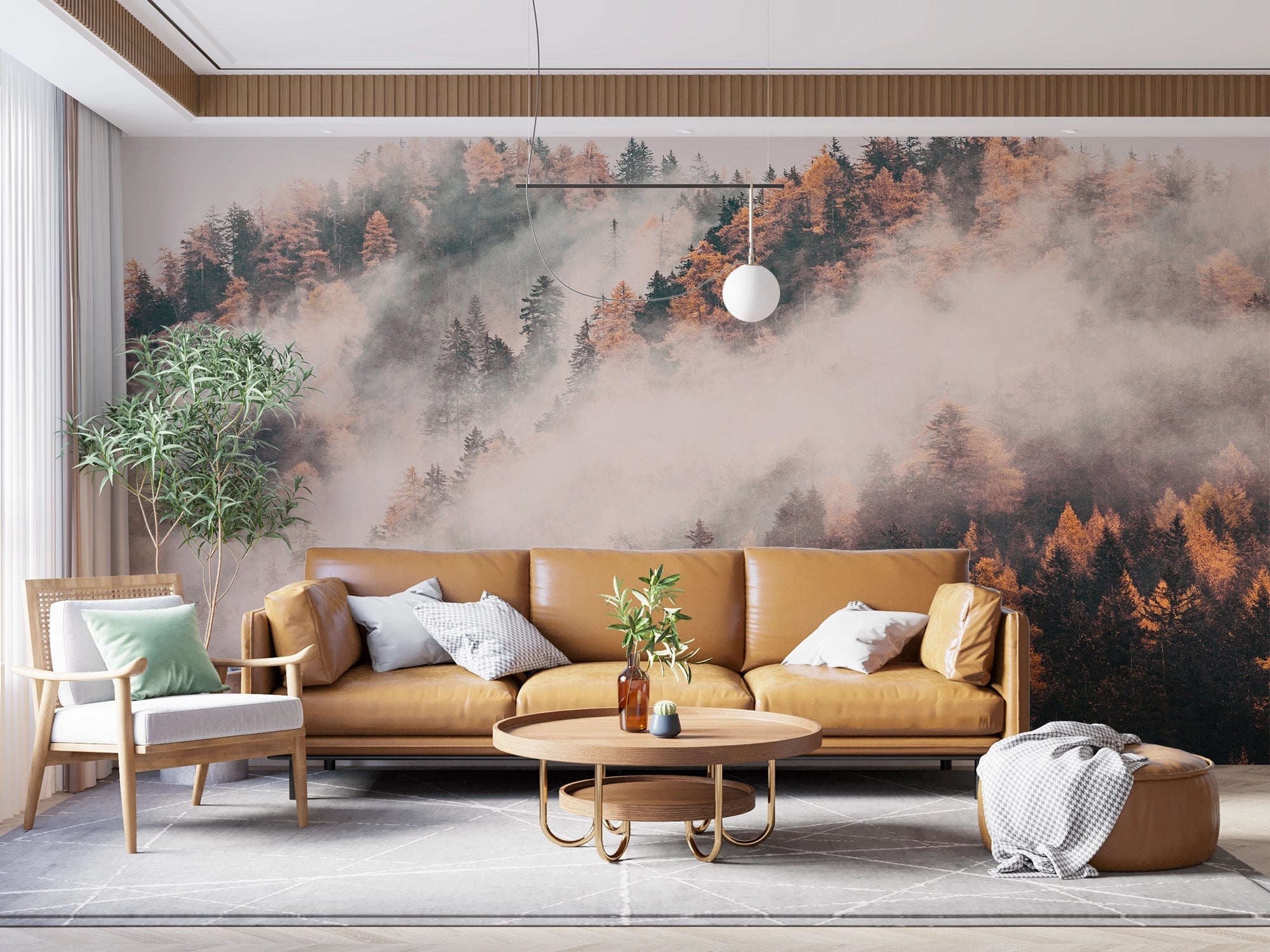 Papier peint montagne d'automne sous la brume - Kam & Leon