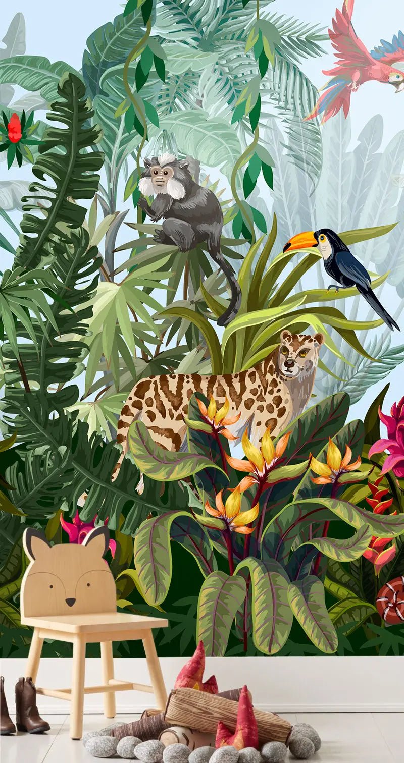 Papier peint panoramique animaux de la jungle - Kam & Leon