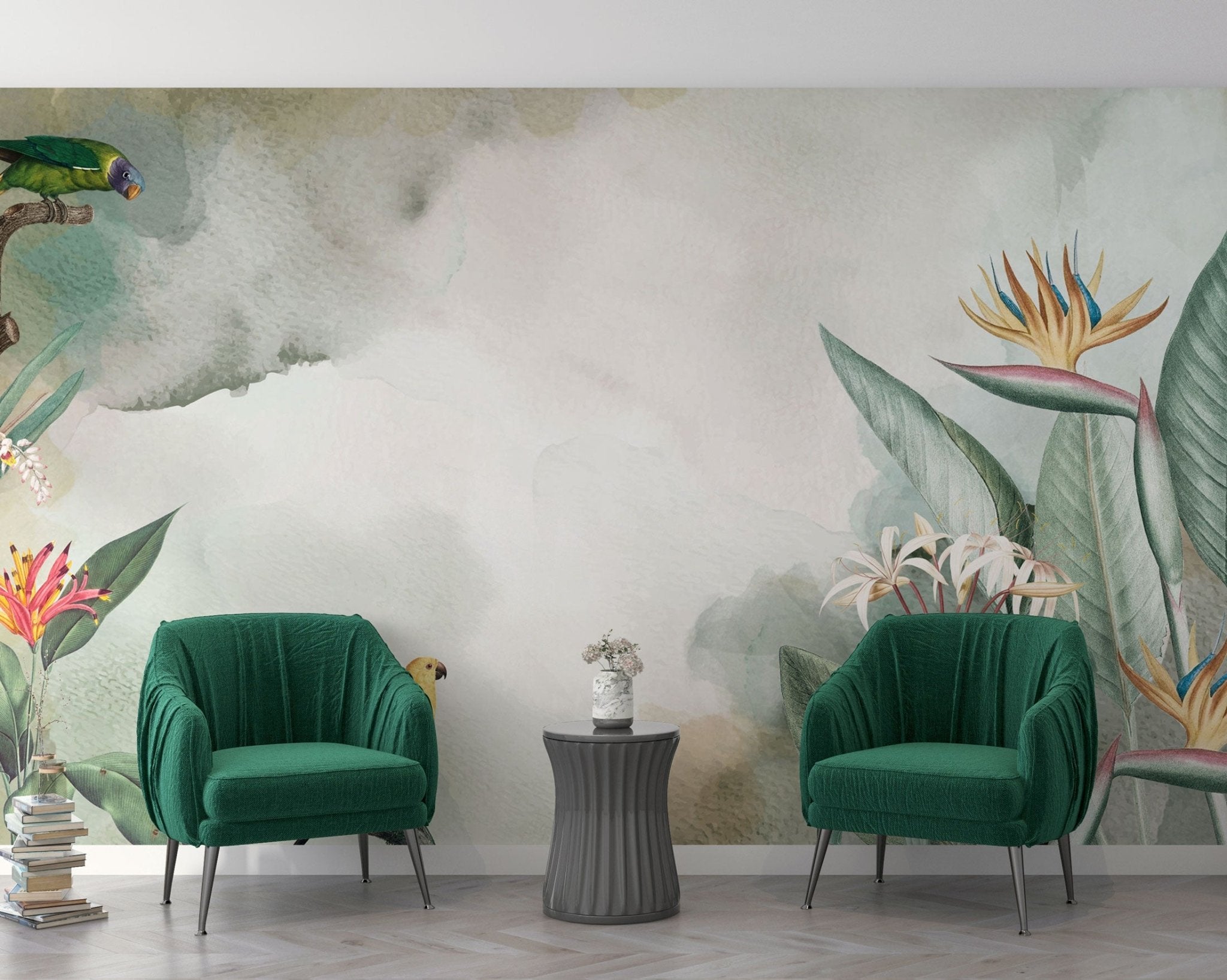 Papier peint panoramique aquarelle exotique - Kam & Leon