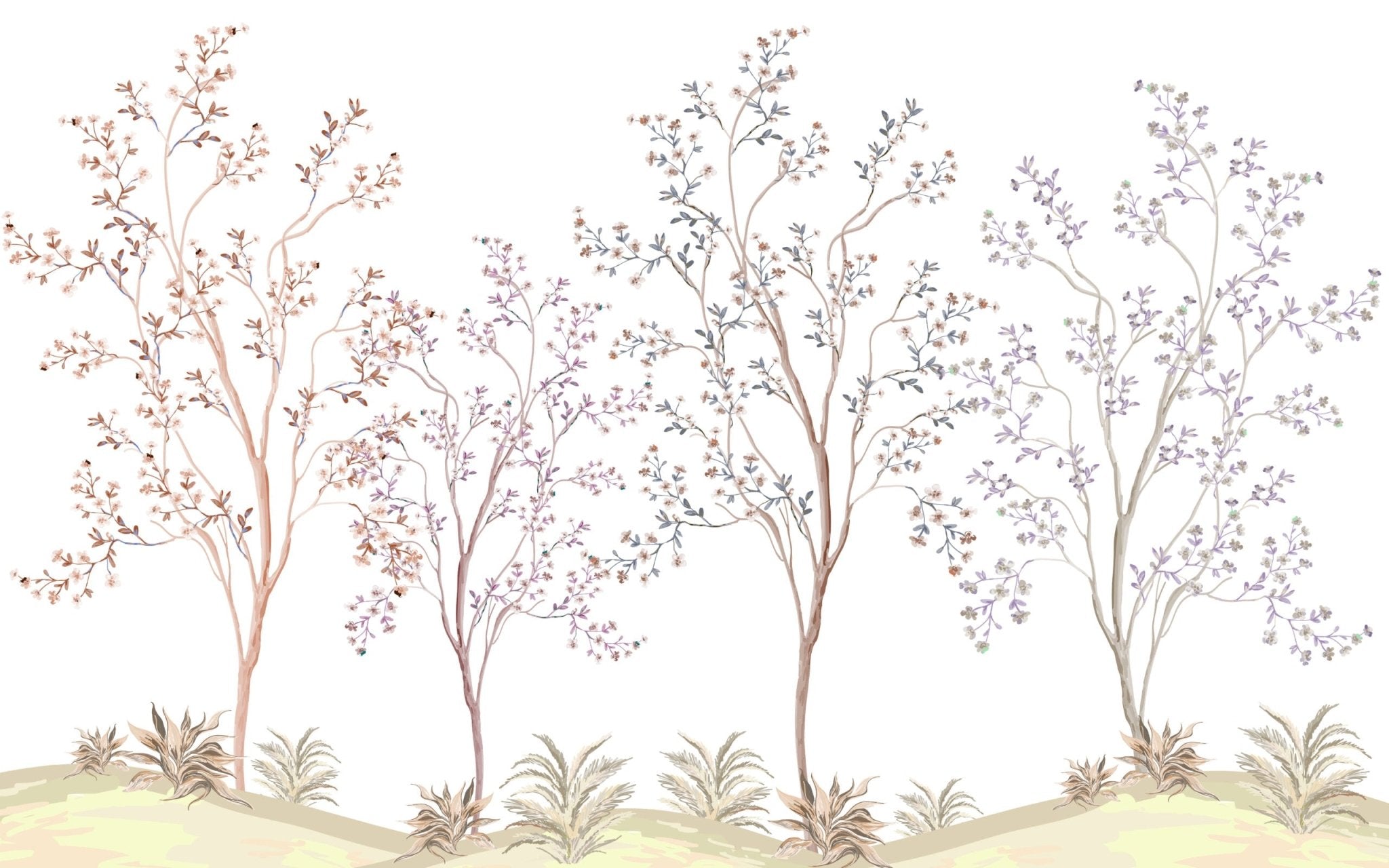 Papier peint panoramique arbres colorés - Kam & Leon