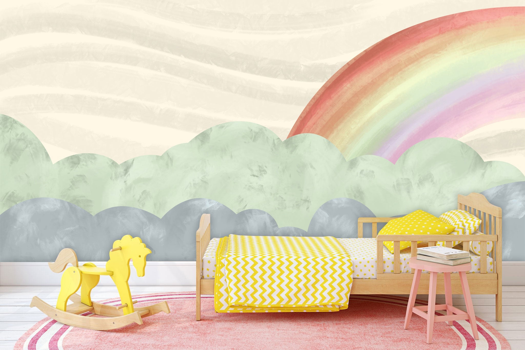 Papier peint panoramique arc-en-ciel enfant - Kam & Leon
