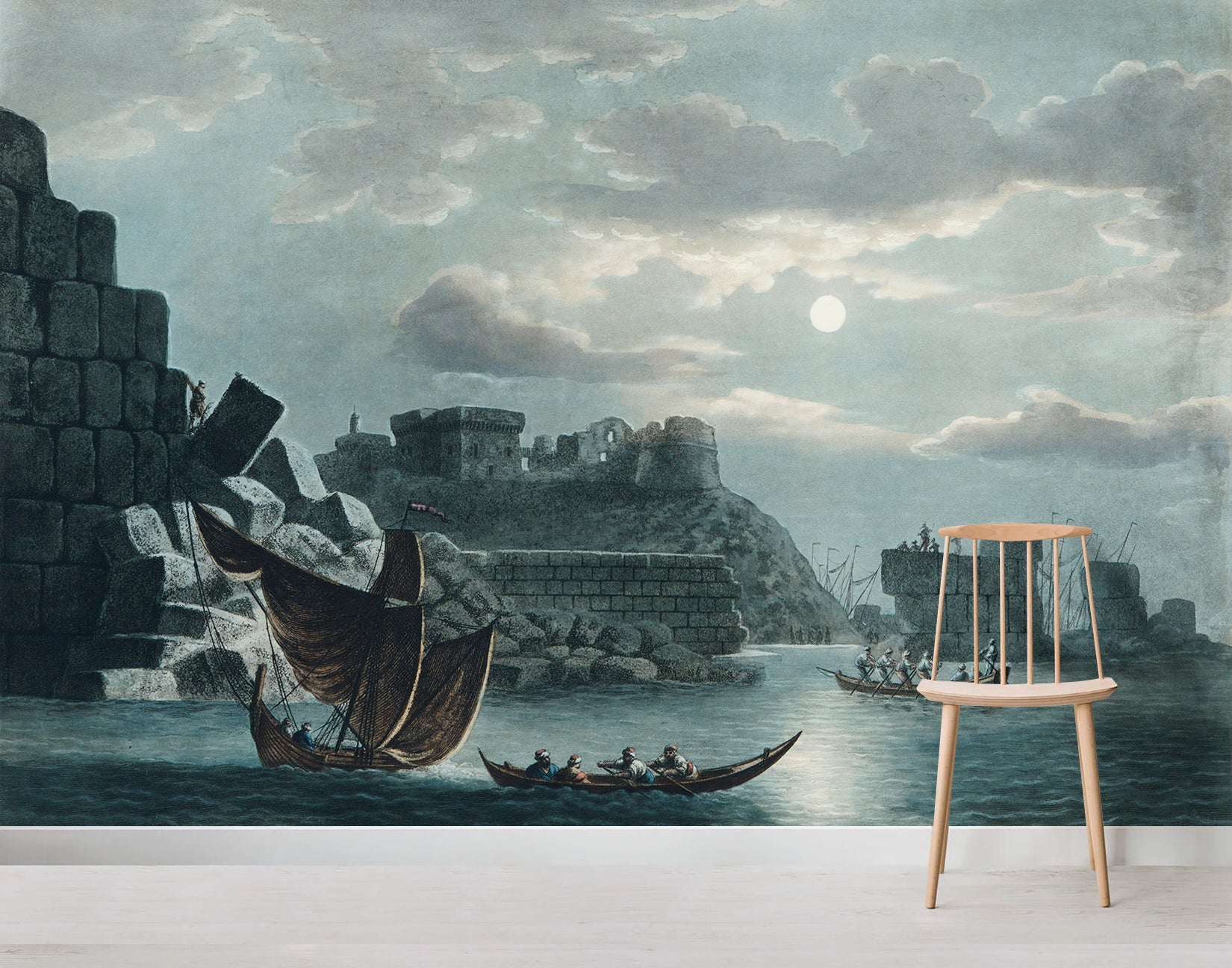 Papier peint panoramique bateau en mer - Kam & Leon