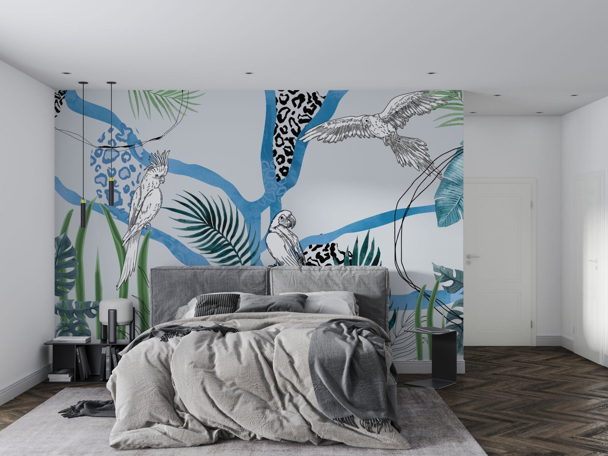 Papier peint panoramique bleu tropical - Kam & Leon
