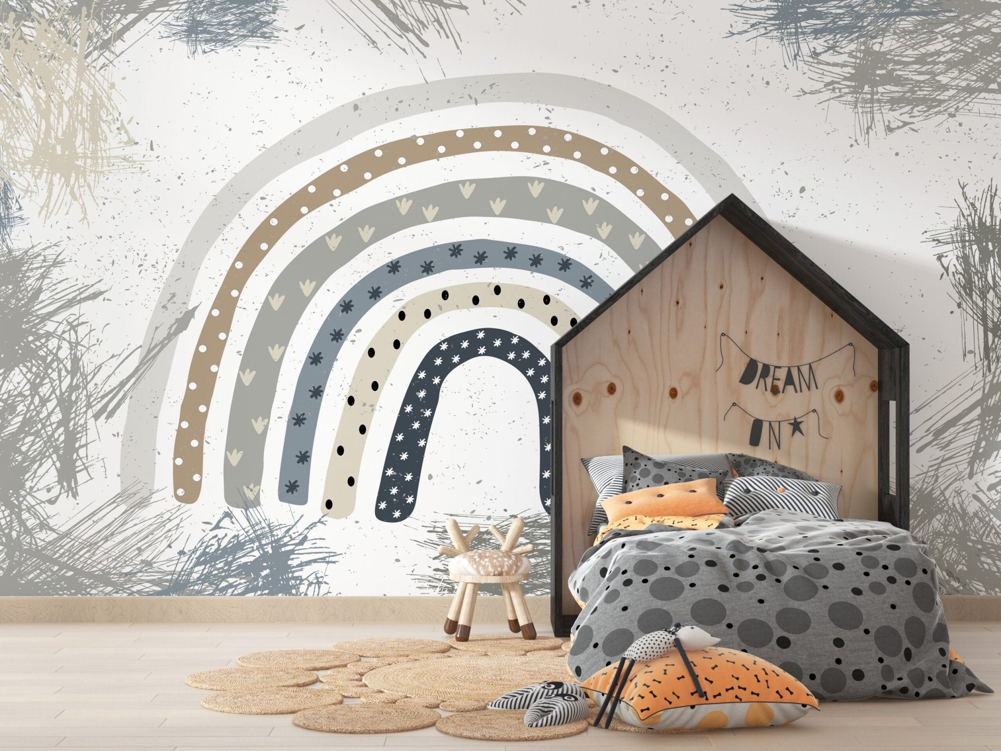 Papier peint panoramique chambre enfant arc-en-ciel - Kam & Leon