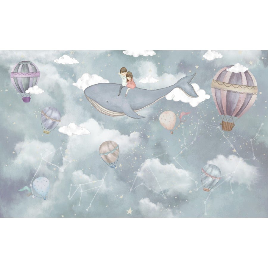 Papier peint panoramique chambre enfant jolie baleine - Kam & Leon